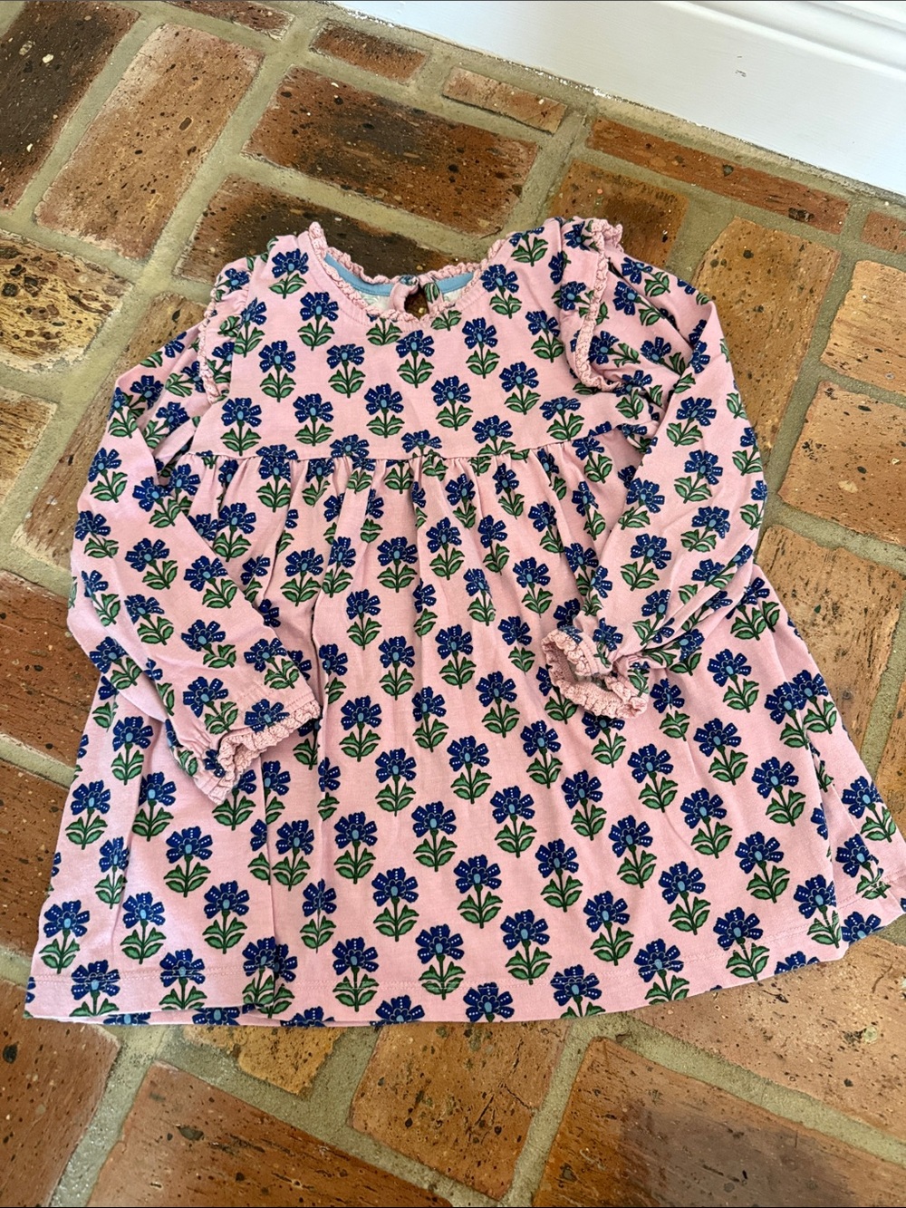 Mini Boden Girls Tunic Pink with Navy Florals Size 5-6 Y